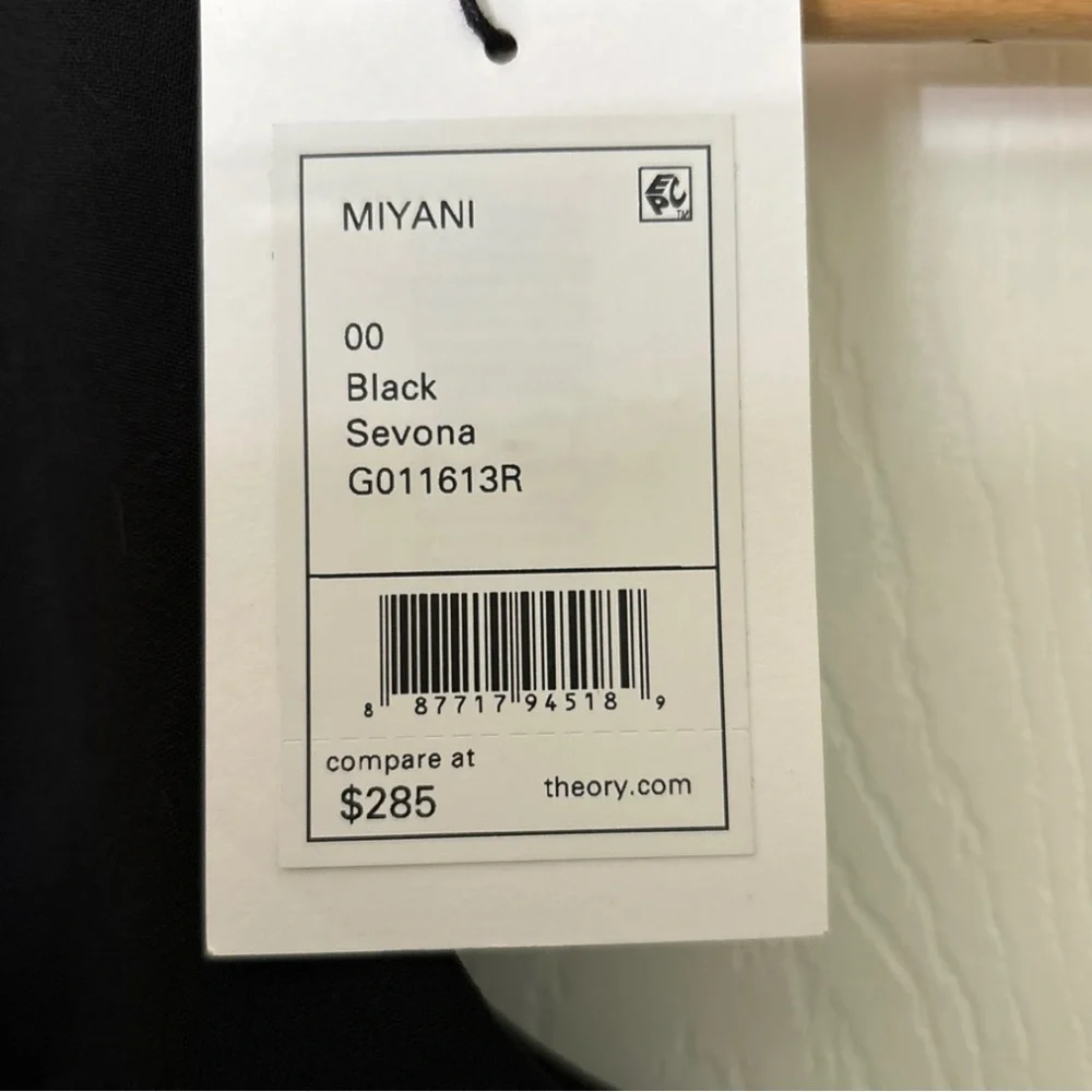 Theory Miyani Sevona Split Front Dress size 00 Black Stretch NWT - Picture 6 of 9